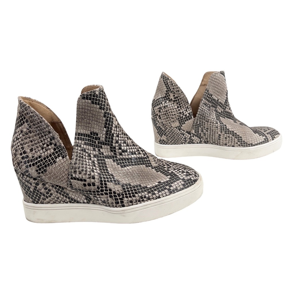 MIA Kate Women's Snake Print Wedge Sneakers Grey Black Cutout Booties M 8 - Picture 2 of 9